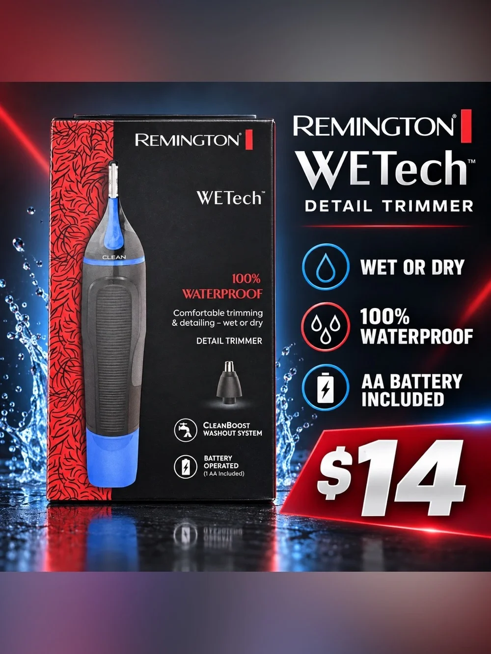 🩷. Remington WETech Black & Blue Detail Trimmer